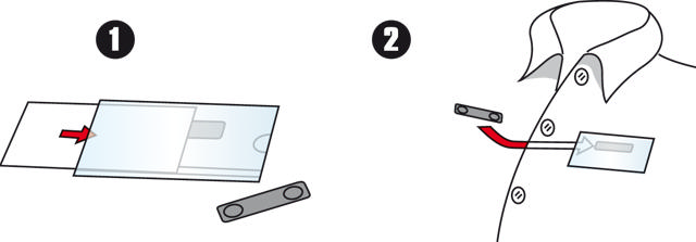 Magnetische naambadges, met insteekkaarten, 40 x 75 mm