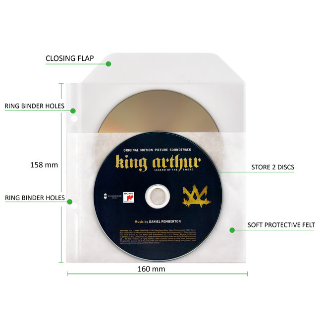 Blu-Ray-pakket, 50 dubbele Blu-Ray-hoesjes met vilt, 2 mappen