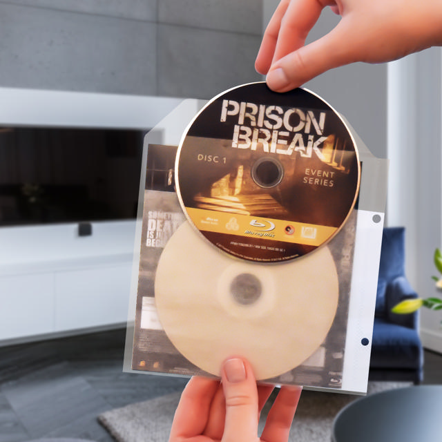 Enkele/dubbele Blu-Ray hoes met vilt & ringbandgaten