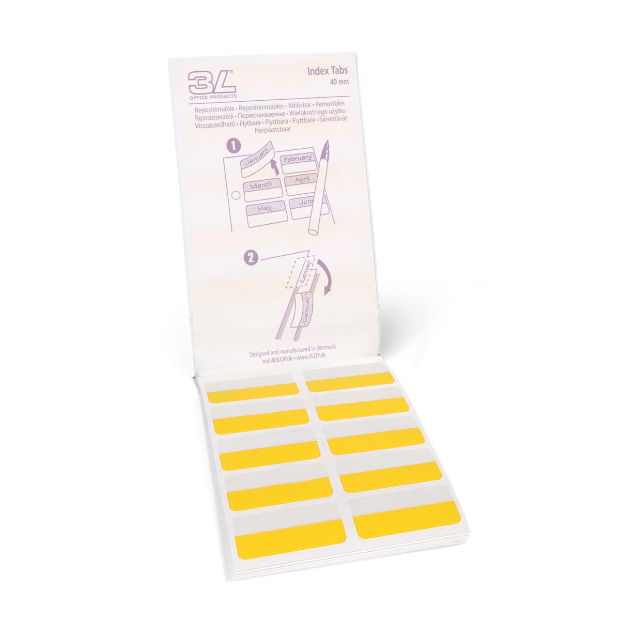 Index tabbladen, herpositioneerbaar, 12 x 40 mm