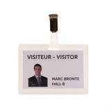 Zelflaminerende badge, met clip, horizontaal