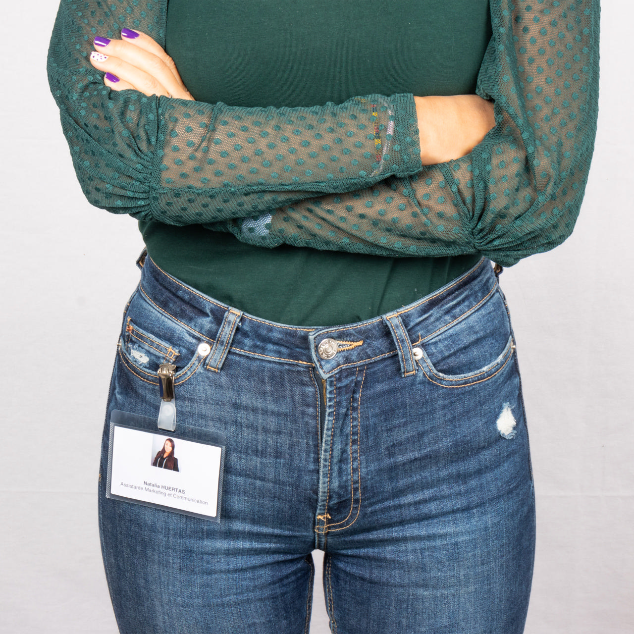 Visitor ID badge set, PP, met insteekkaartjes en klem, horizontaal