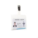 Visitor ID badge set, PP, met insteekkaartjes en klem, horizontaal