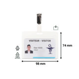 Visitor ID badge set, PP, met insteekkaartjes en klem, horizontaal