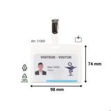 Visitor ID badge set, PP, met insteekkaartjes en klem, horizontaal