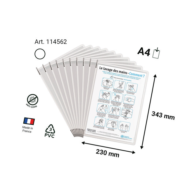 Tarifold antimicrobiële zichtpaneel, roestvrij staal scharnieren, A4, verticaal