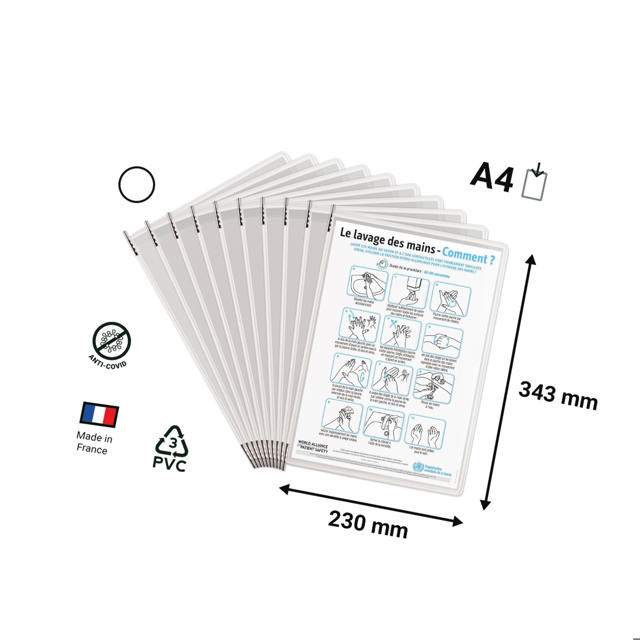 Tarifold antimicrobiële zichtpaneel, roestvrij staal scharnieren, A4, verticaal