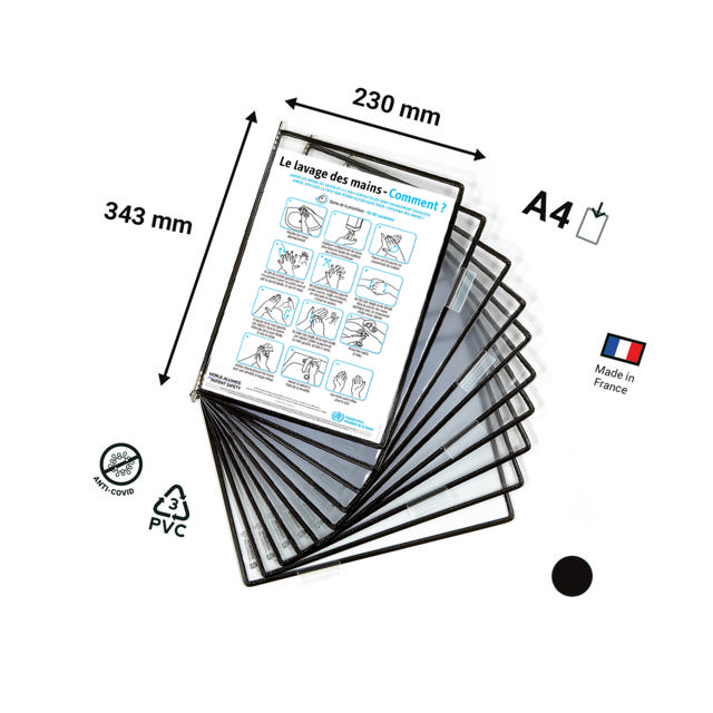 Tarifold antimicrobiële zichtpaneel, roestvrij staal scharnieren, A4, verticaal