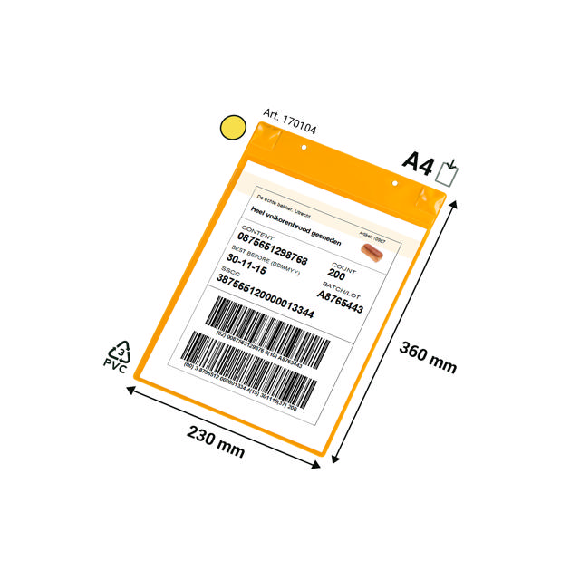 Magnetische logistieke identificatiehoes, met neodymiums en klep, A4, Verticaal