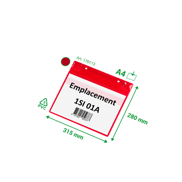 Magnetische logistieke identificatiehoes, met neodymiums en klep, A4, Horizontaal