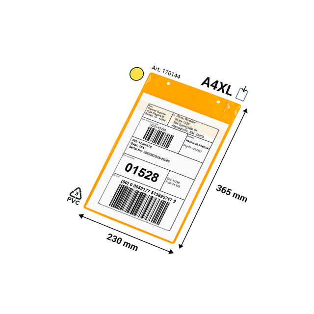 Magnetische logistieke identificatiehoes, met neodymiums en klep, A4 XL, Verticaal