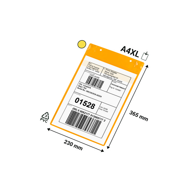 Magnetische logistieke identificatiehoes, met neodymiums en klep, A4 XL, Verticaal
