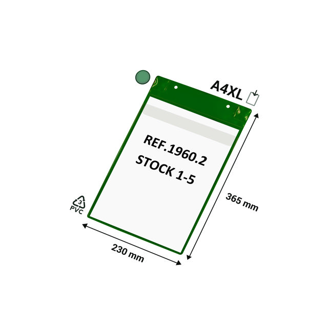 Magnetische logistieke identificatiehoes, met neodymiums en klep, A4 XL, Verticaal