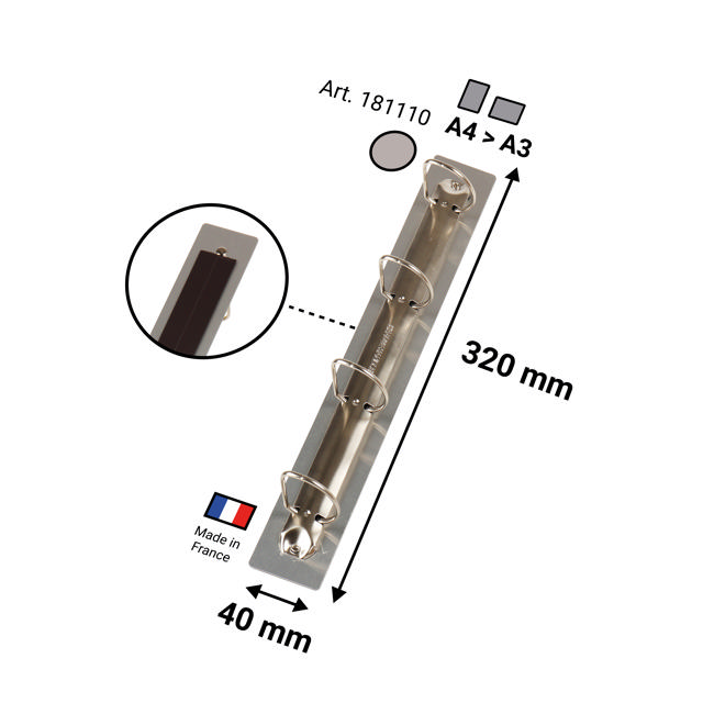 Magnetisch 4-rings presentatiesysteem, aluminium, A4