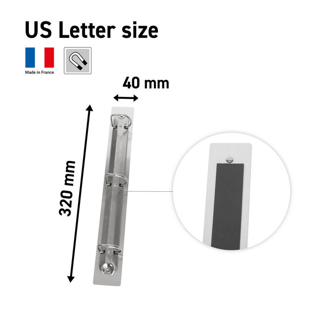 Magnetisch 3-rings presentatiesysteem, aluminium, US Letter-formaat