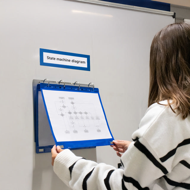 4-rings presentatie ringband, met magnetische bevestiging, Aluminium, A4, Liggend