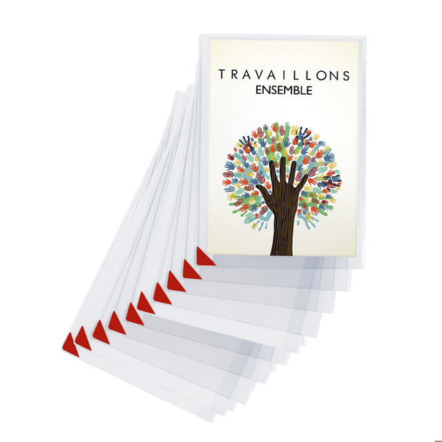 Kang Easy Clic zelfklevende presenteerhoes, herpositioneerbaar, A3, Rode hoek