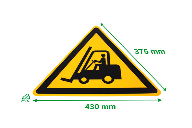 Zelfklevende veiligheidspictogram, Let op vorkheftrucks, 430 mm