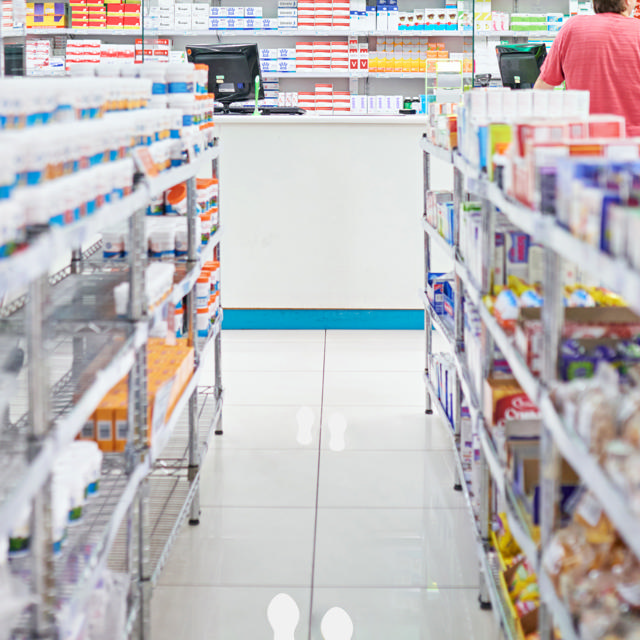 Zelfklevend vloermarkeringssymbool, Voetafdruk