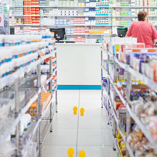 Zelfklevend vloermarkeringssymbool, Voetafdruk