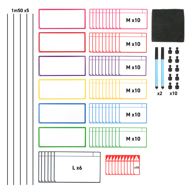 Magnetische taakkaartenset voor Agile-bord, 6 kolommen, M-kaarten