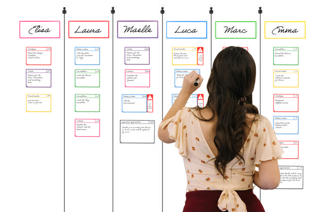 Magnetische taakkaartenset voor Agile-bord, 6 kolommen, M-kaarten