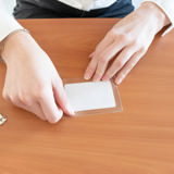 Zelf-lamineerende badget-set, horizontaal, met clips en insteekkaarten, horizontaal