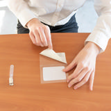 Zelf-lamineerende badget-set, horizontaal, met clips en insteekkaarten, horizontaal