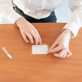 Zelf-lamineerende badget-set, horizontaal, met clips en insteekkaarten, horizontaal