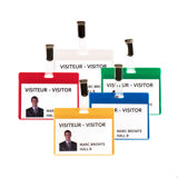 Bezoekers naambadge set, PVC, met clips en insteekkaarten, horizontaal