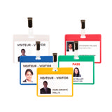 Bezoekers naambadge set, PVC, met clips en insteekkaarten, horizontaal