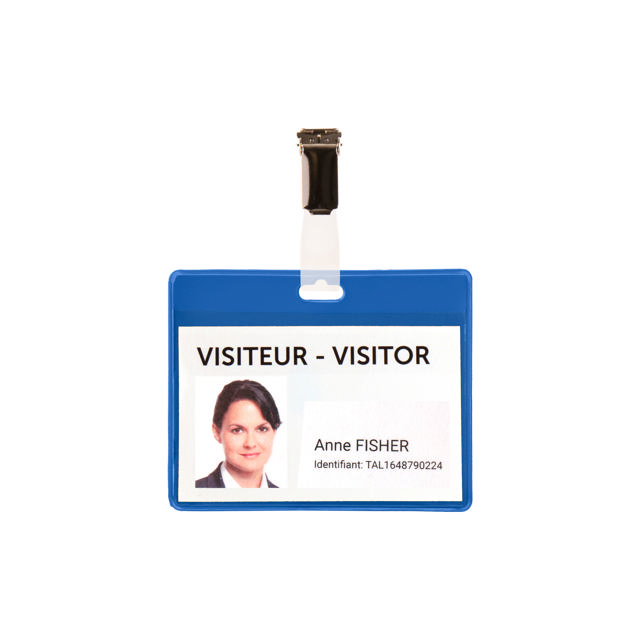 Bezoekers naambadge set, PVC, met clips en insteekkaarten, horizontaal
