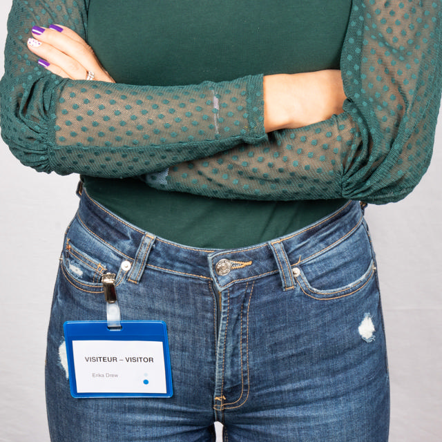 Bezoekers naambadge set, PVC, met clips en insteekkaarten, horizontaal