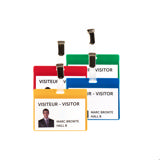 Bezoekers naambadge set, PVC, met clips en insteekkaarten, horizontaal