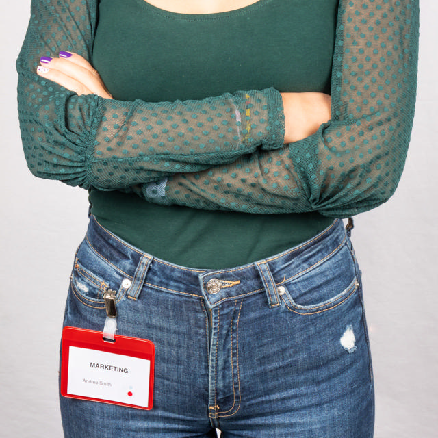 Bezoekers naambadge set, PVC, met clips en insteekkaarten, horizontaal