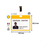 Bezoekers naambadge set, PVC, met clips en insteekkaarten, horizontaal
