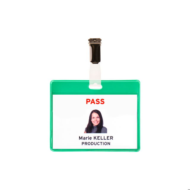 Bezoekers naambadge set, PVC, met clips en insteekkaarten, horizontaal