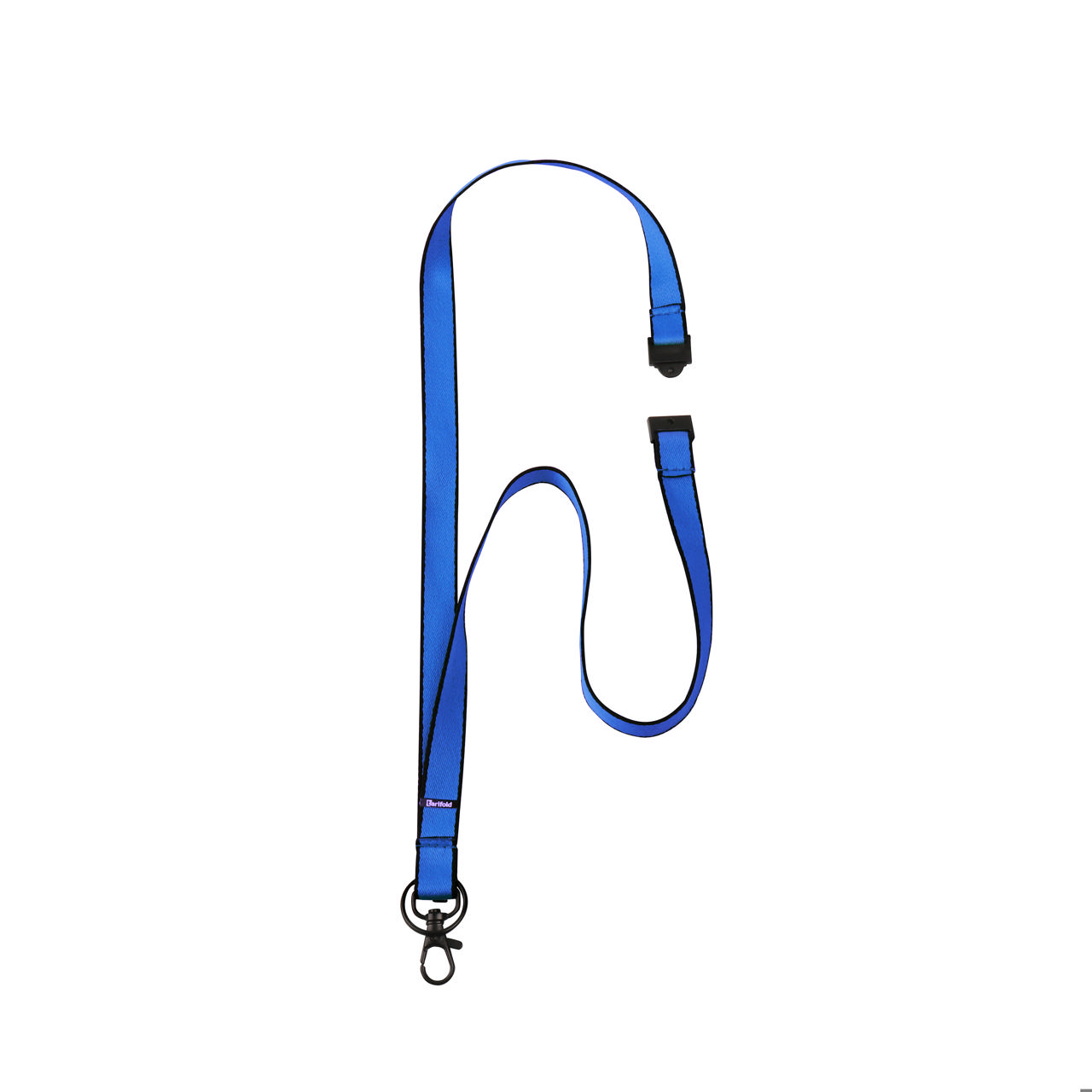 Plat keycord van textiel, met draaihaak en sleutelring