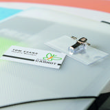 Naambadge met pin en klem, met insteekkaarten, 40 x 75 mm