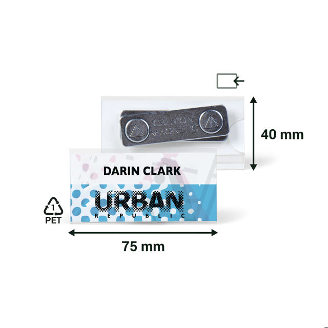 Magnetische naambadges, met insteekkaarten, 40 x 75 mm