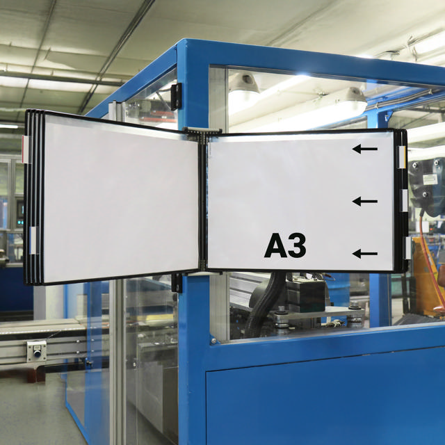 Lege Tarifold metalen wandmeubel, A4, voor 10 zichtpanelen, met zijstops