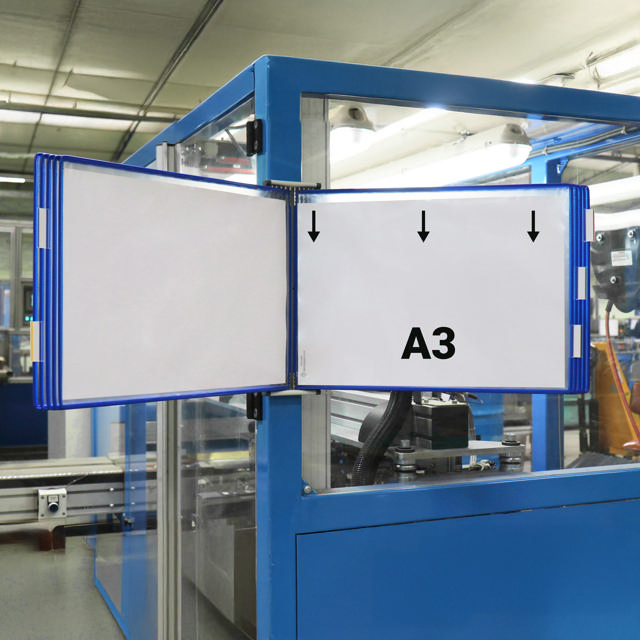 Lege Tarifold metalen wandmeubel, A4, voor 10 zichtpanelen, met zijstops