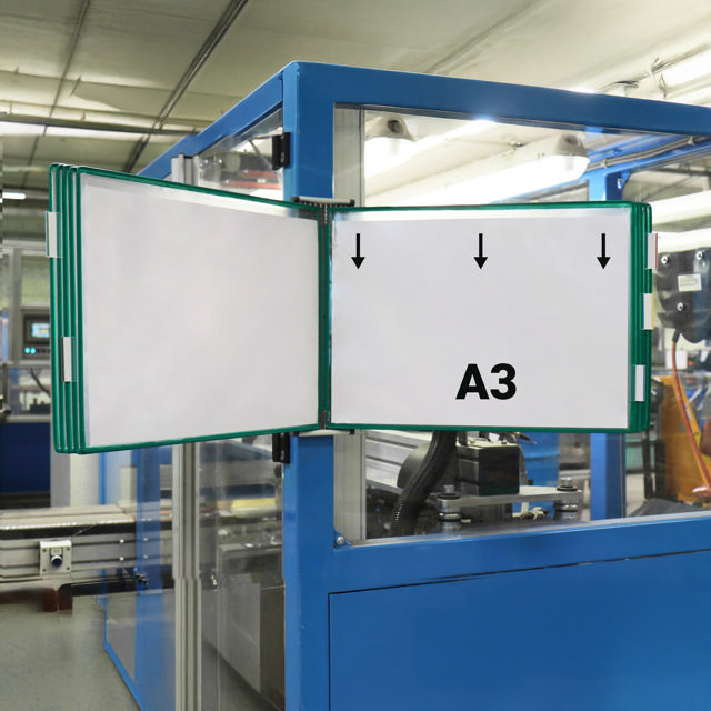 Lege Tarifold metalen wandmeubel, A4, voor 10 zichtpanelen, met zijstops