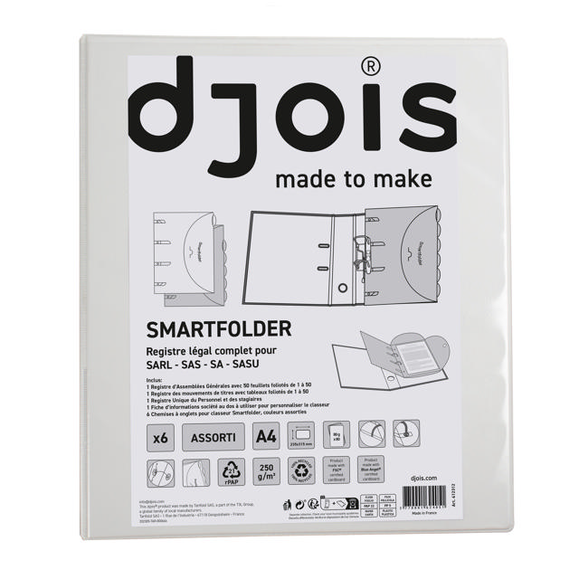 Ringbang met 6 Smartfolder geperforeerde opbergmappen, met tab, voorbedruk, Complete Legal Register, A4