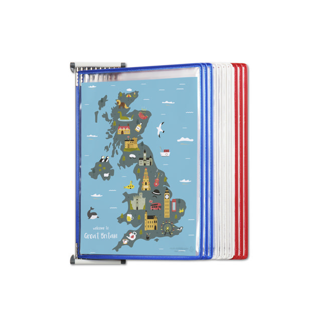 Tarifold metalen wand zichtpanelensysteem, A4, 10 zichtpanelen, FR/UK/NL/CZ kleuren