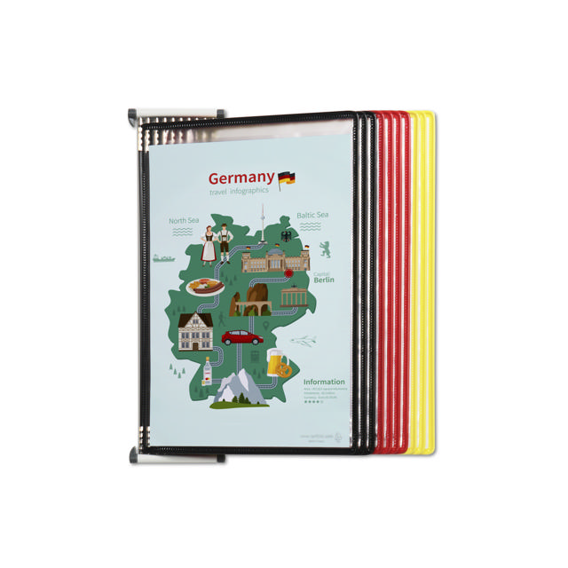 Tarifold metalen wand zichtpanelensysteem, A4, 10 zichtpanelen, Duitsland kleuren