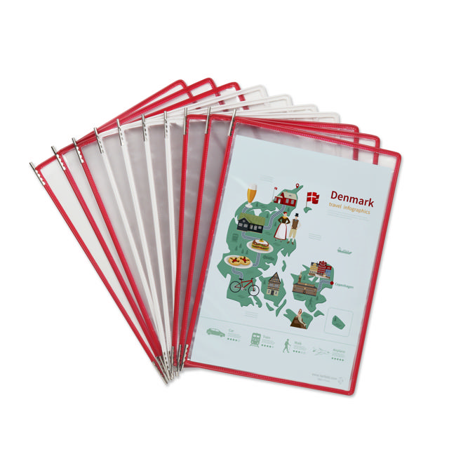 Tarifold metalen wand zichtpanelensysteem, A4, 10 zichtpanelen, Denemarken kleuren