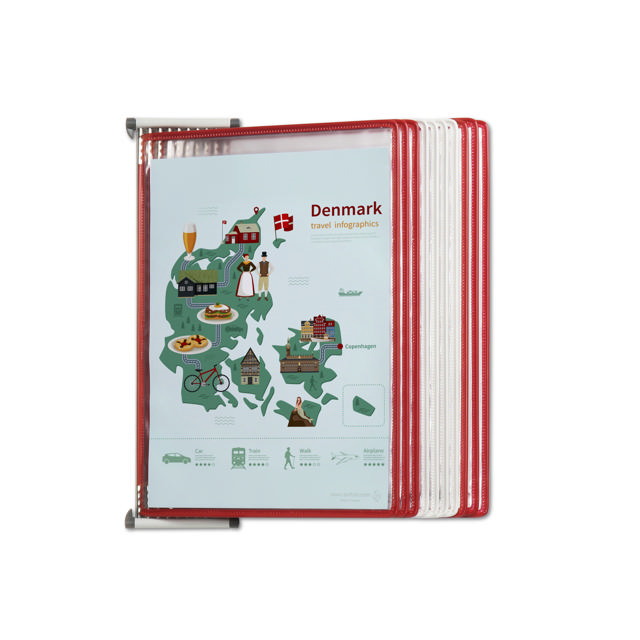 Tarifold metalen wand zichtpanelensysteem, A4, 10 zichtpanelen, Denemarken kleuren