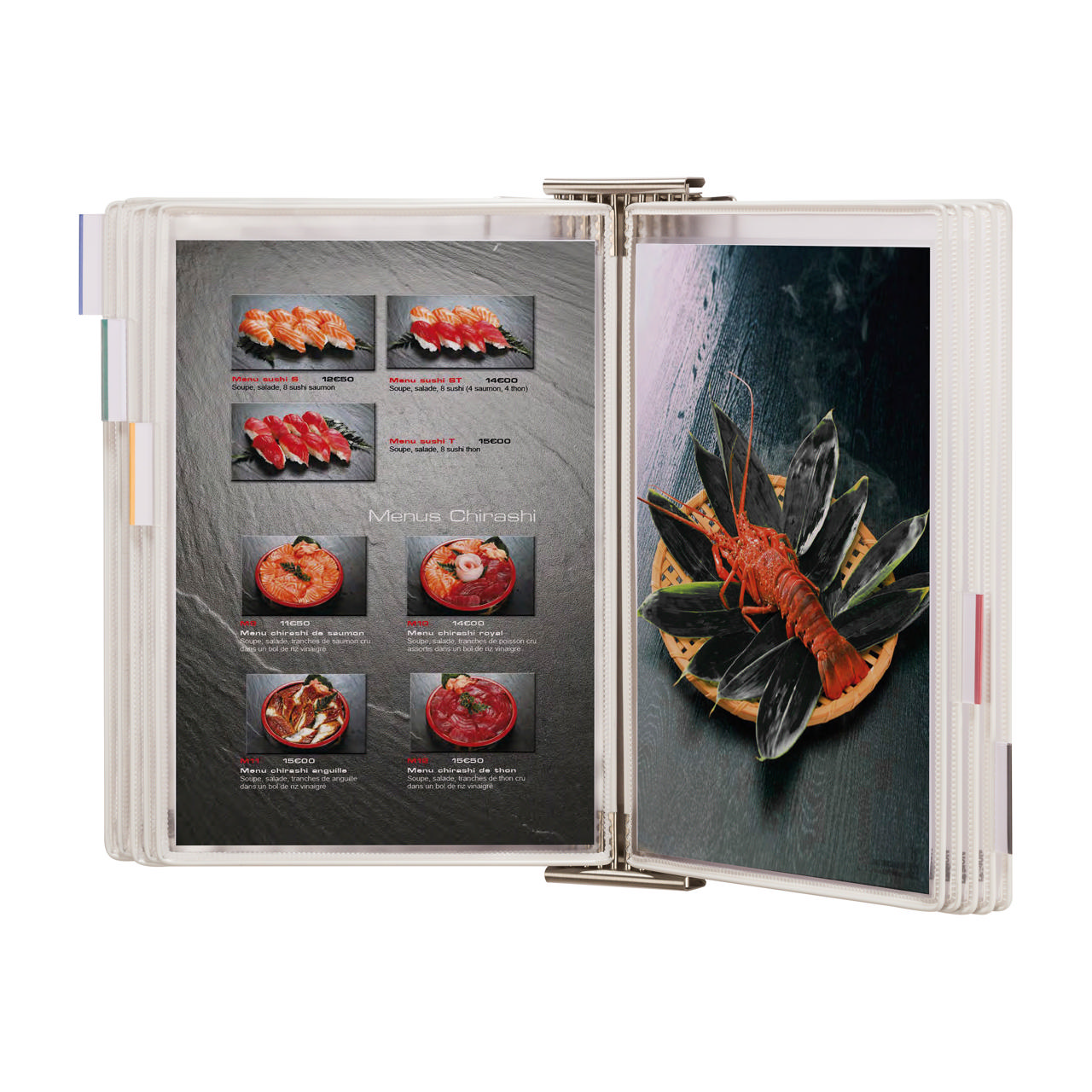 Tarifold antimicrobiële wand zichtpanelensysteem van roestvrij staal, A4, 10 zichtpanelen