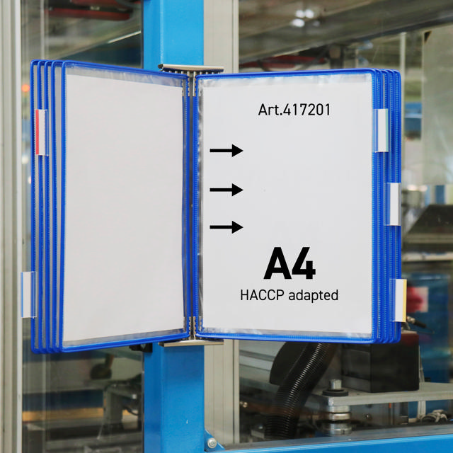 Tarifold Roestvrij stalen wand zichtpanelensysteem, A4, 10 zichtpanelen, laden links